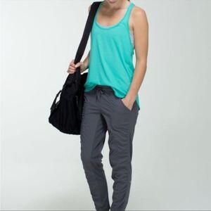 Lululemon 105F Singlet Racerback Tank Heathered Bali Breeze Teal Stripe Sz 6